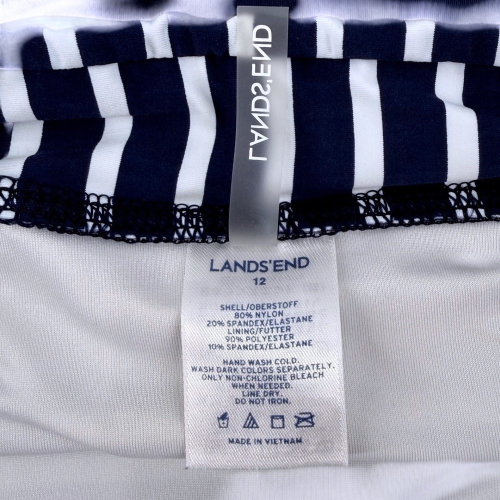 Lands End Womens Navy White Striped Tankini Top 10P & Swim Skirt 12 Set - Picture 4 of 7